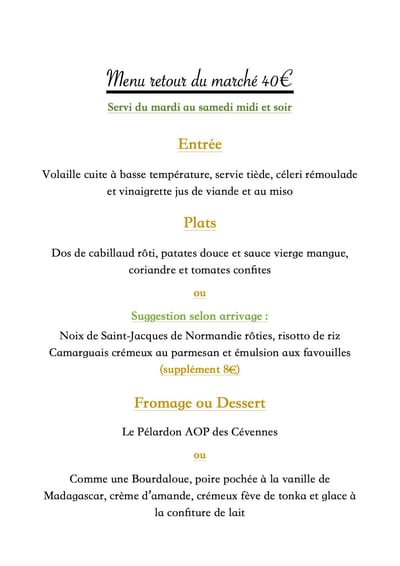 Menu du marché image