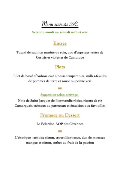Menu saveurs image