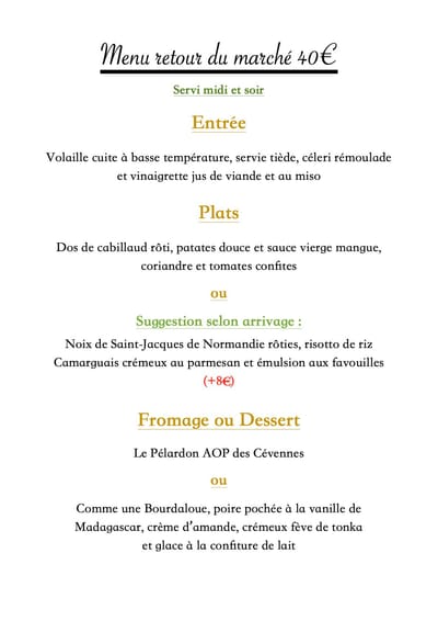 Menu du marché image