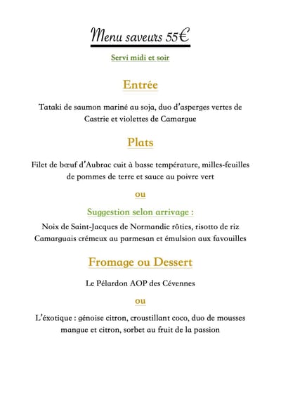 Menu saveurs image