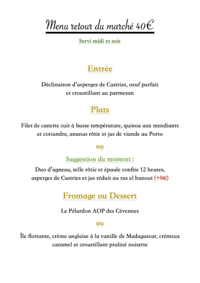 Menu du marché image