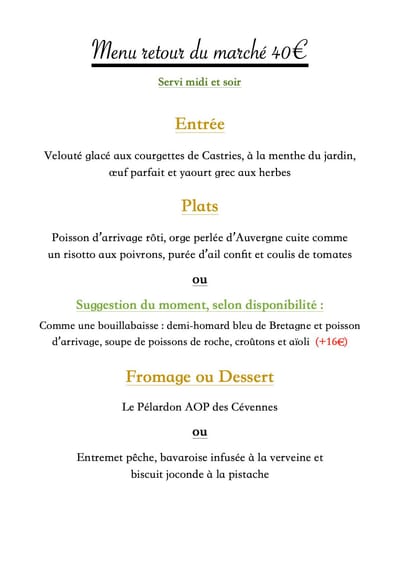Menu du marché image
