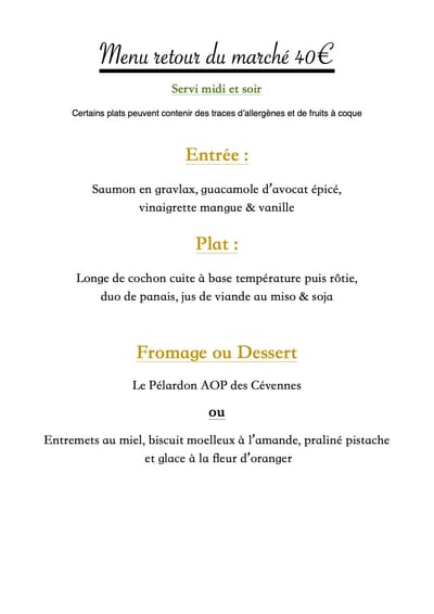 Menu du marché image