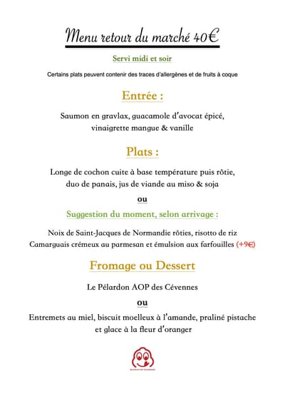 Menu du marché image