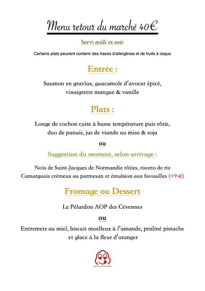 Menu du marché image