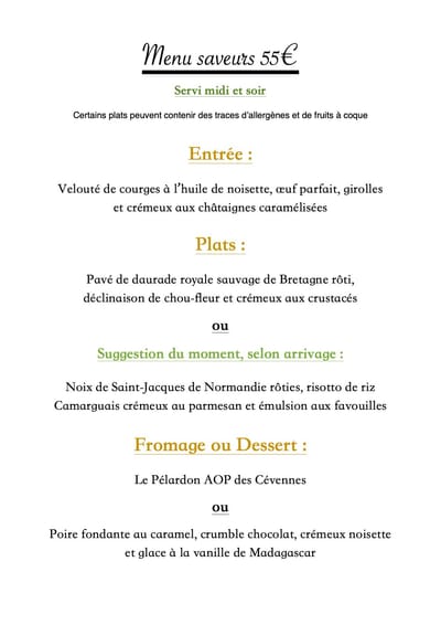 Menu saveurs image