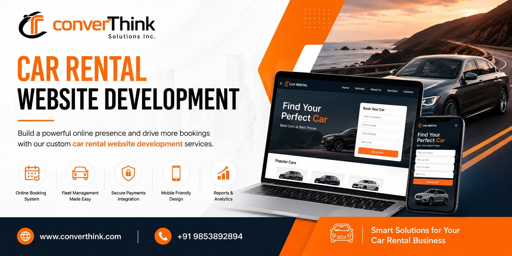 car rental website development  