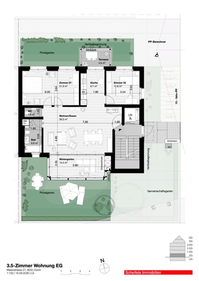 Gartenwohnung 4.5 Zimmer