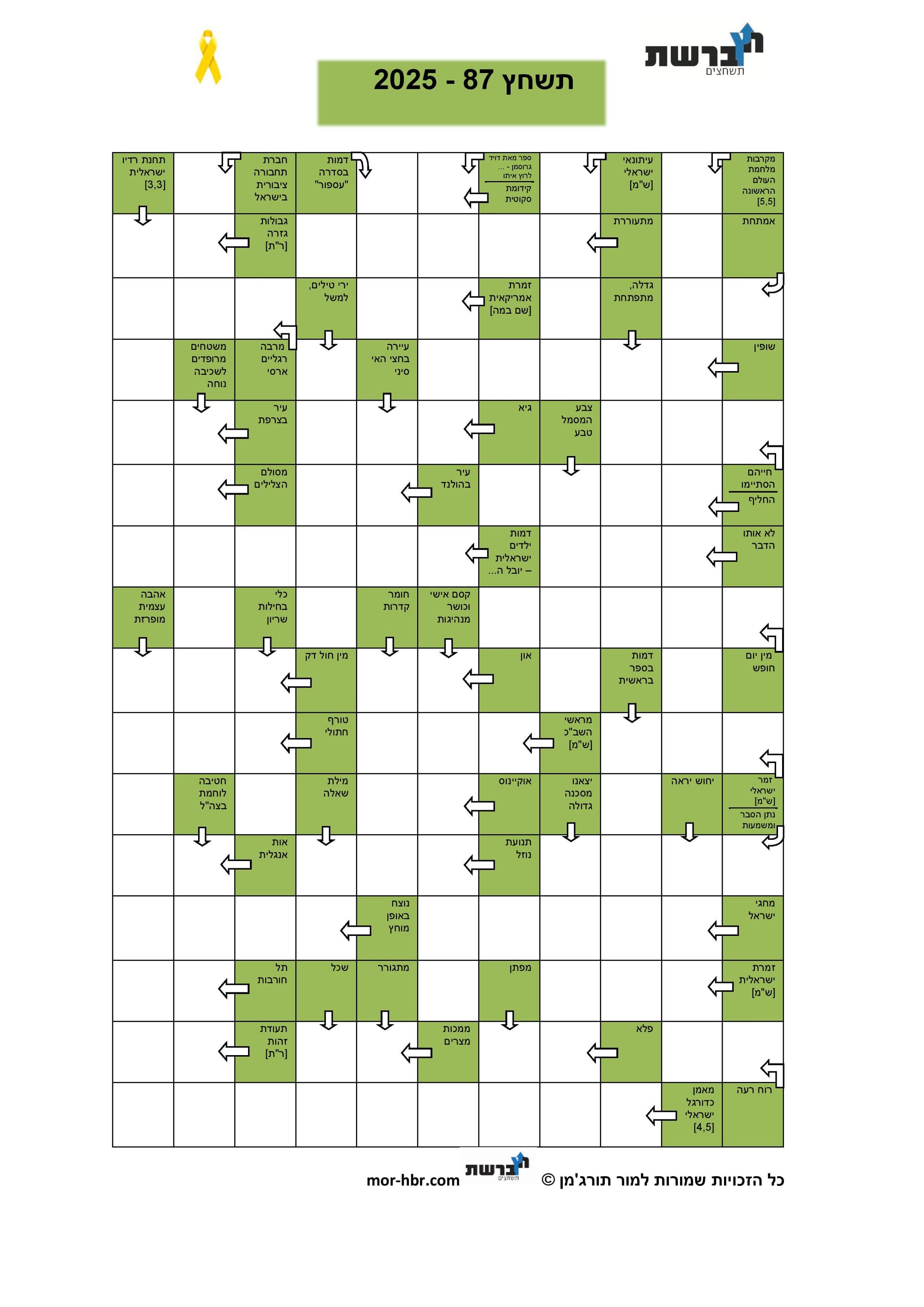 תשחץ 87 - 2025