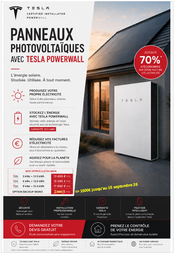 tarif Tesla powerwall