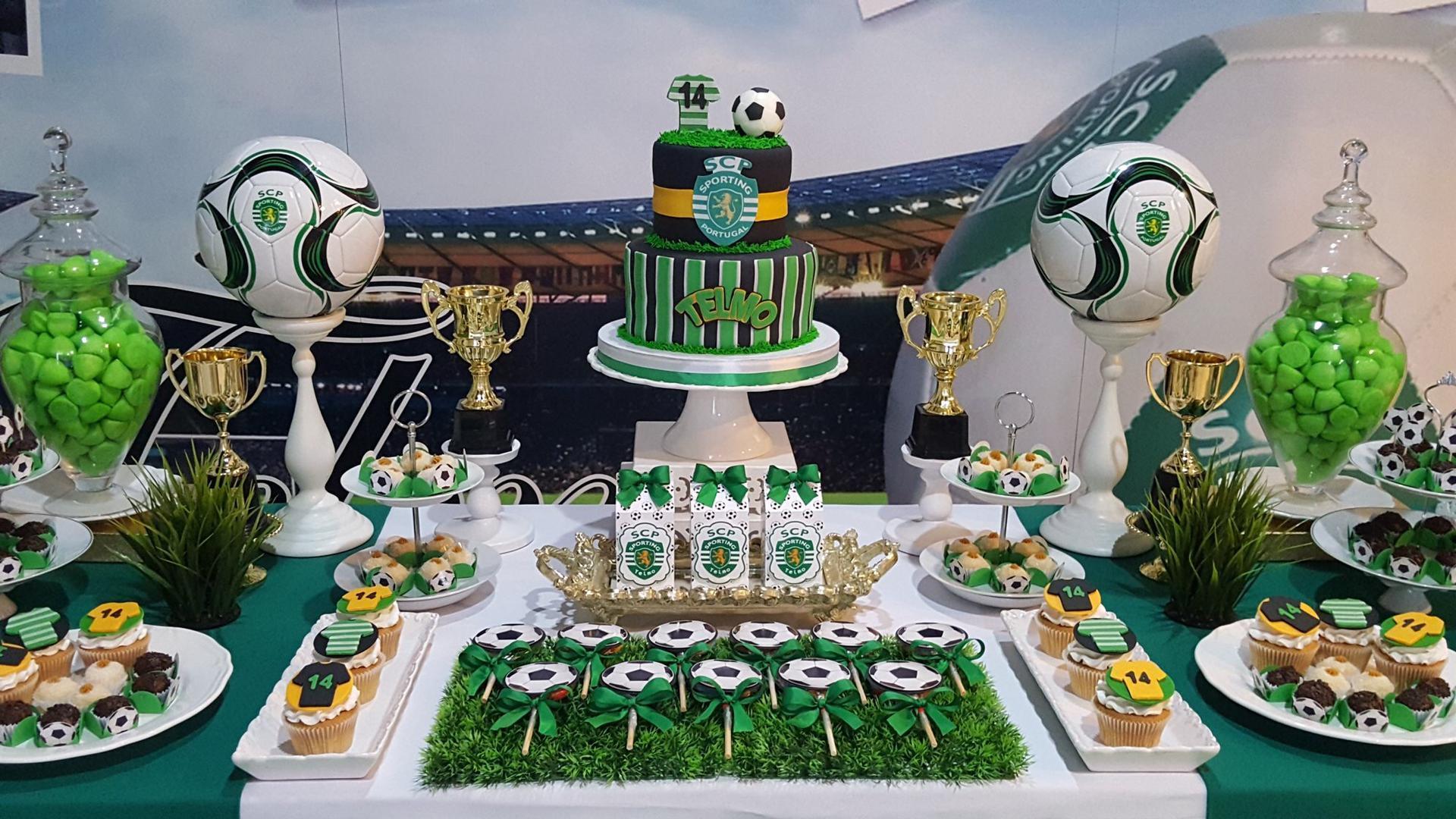 Decoração mesa de festa de anos SCP Sporting Club de Portugal