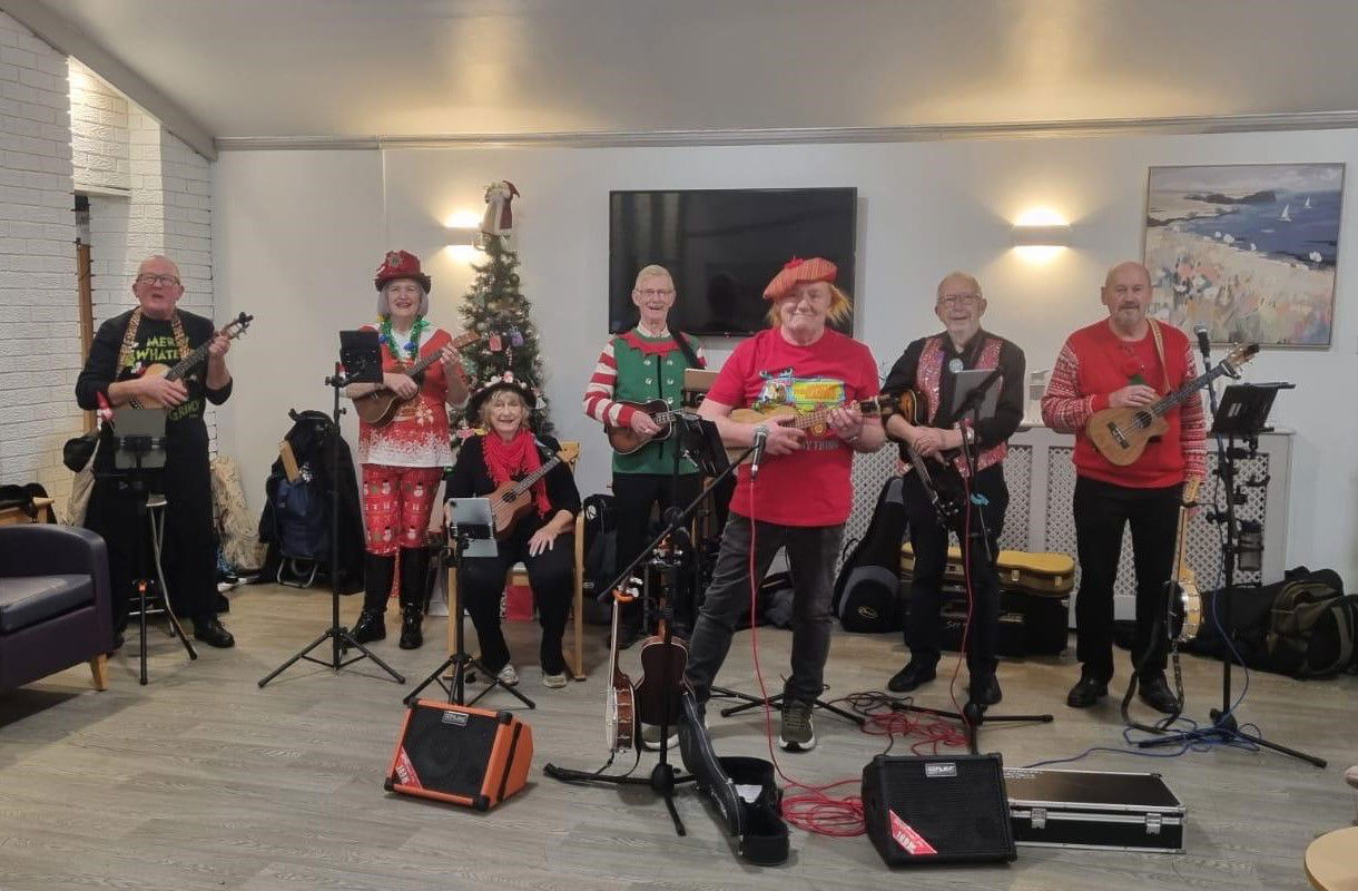 The D'Ukes of Halton Ukulele Band performed at Beechcroft Nursing Home on Monday 15th December 2025