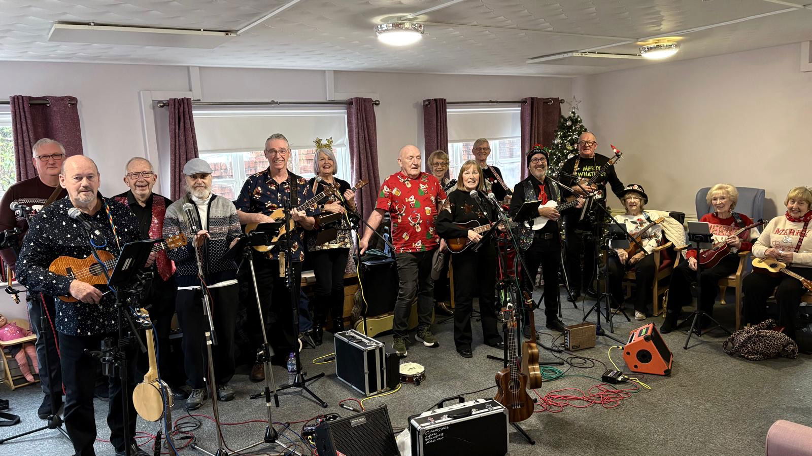 The D'Ukes of Halton Ukulele Band played at Millbrow Care Home, in Widnes at 2pm on New Years Eve 2025