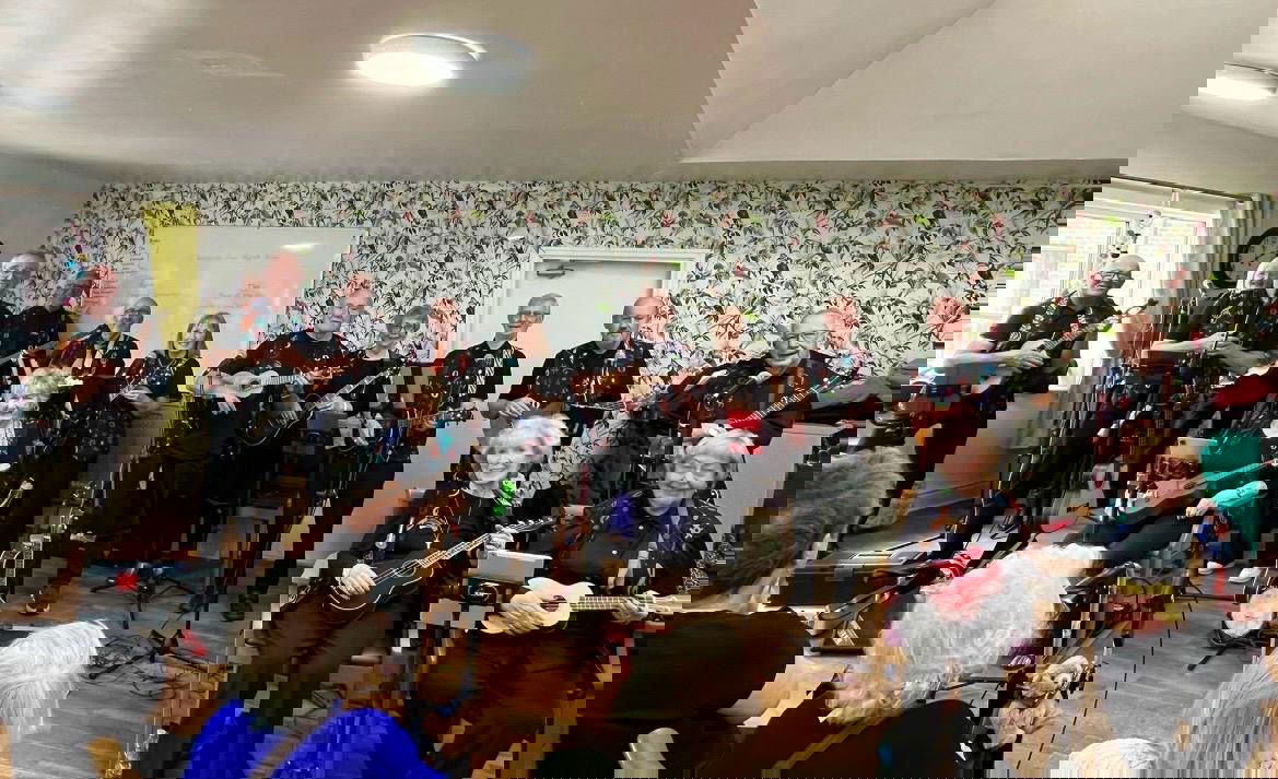 D'ukes of Halton Ukulele Band performed at the Three Elms Care Home on Wednesday 25th March 2026