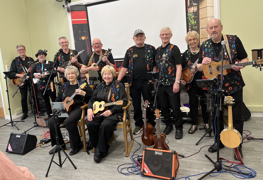 The D'ukes of Halton Ukulele Band played at Meadowview Care Home on Thursday 16th April 2026.