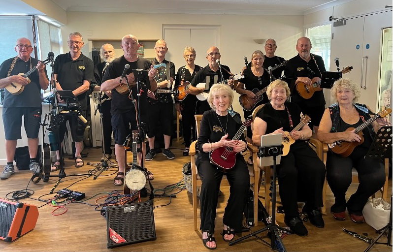 Duke's of Halton Ukulele Band at a gig on 16th July 2026 at St Patricks Care Home in Widnes