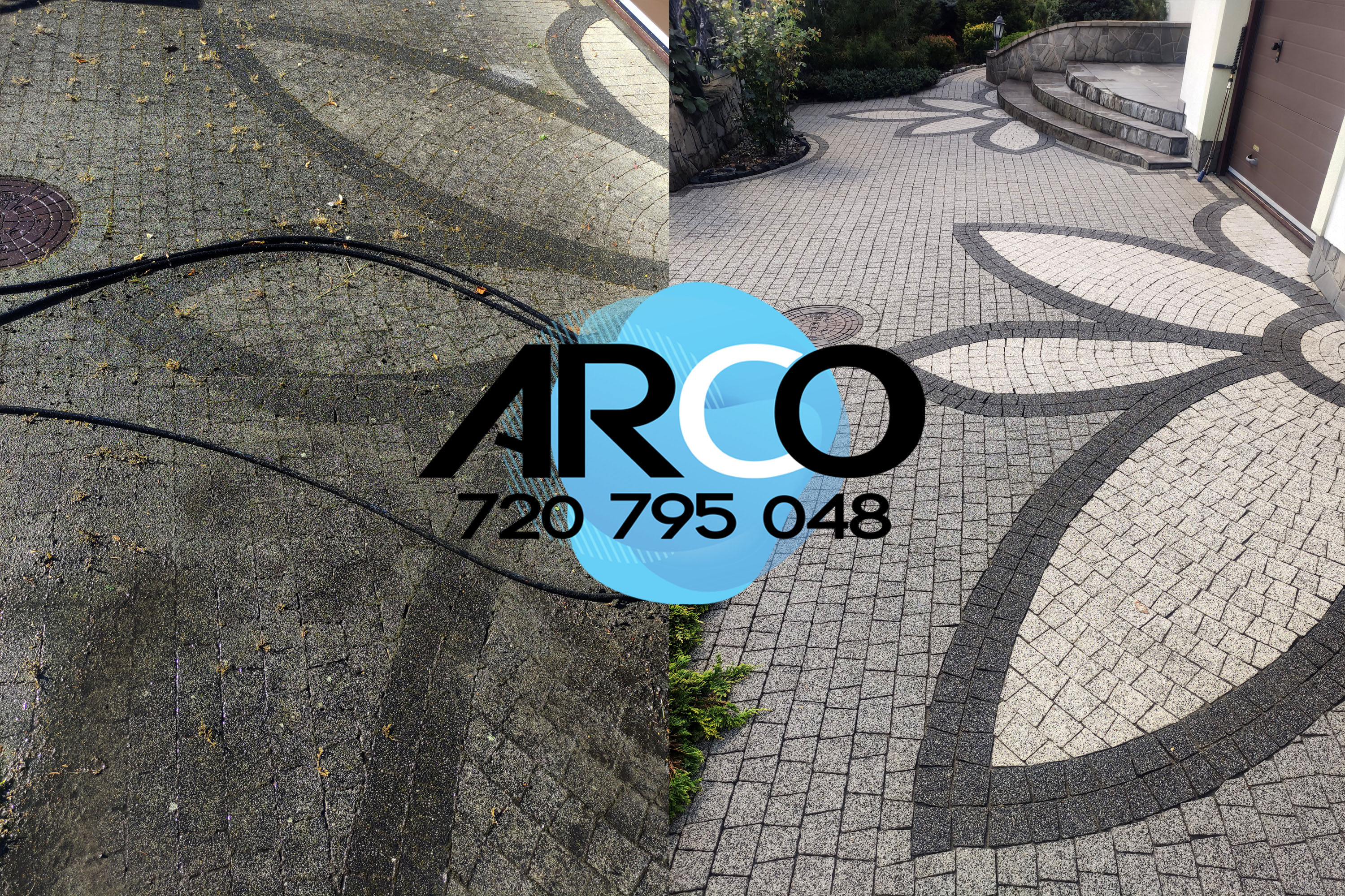 EFEKT PRZED PO CZYSZCZENIE BRUKU TUCHÓW