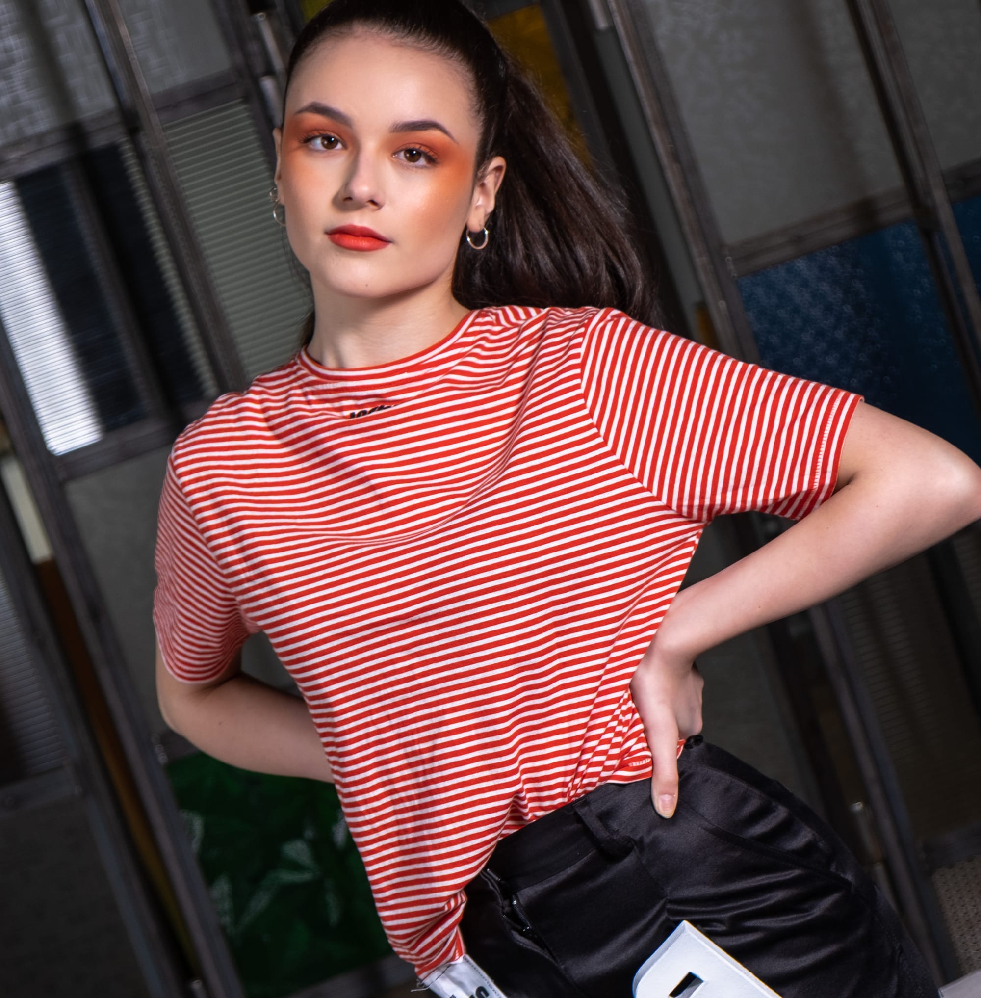 Rosie Modelling striped t