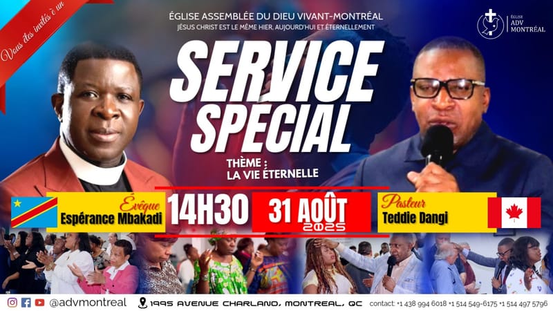 Service Spécial avec l'Évêque Espérance Mbakadi 🇨🇩