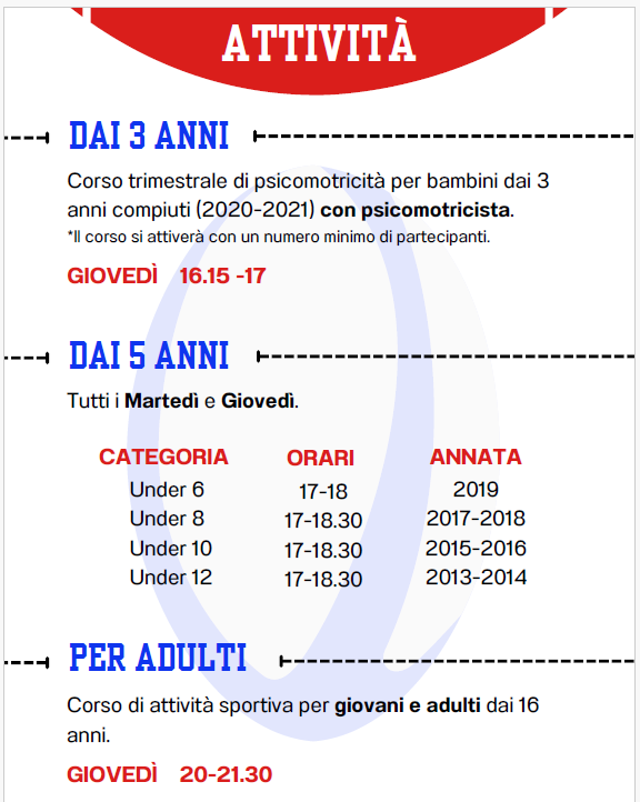 ATTIVITA' SPORTIVA PER GIOVANI E ADULTI STAGIONE 2024-2025