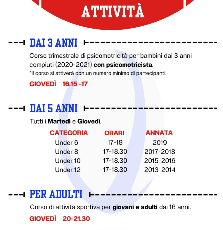 ATTIVITA' SPORTIVA PER GIOVANI E ADULTI STAGIONE 2024-2025