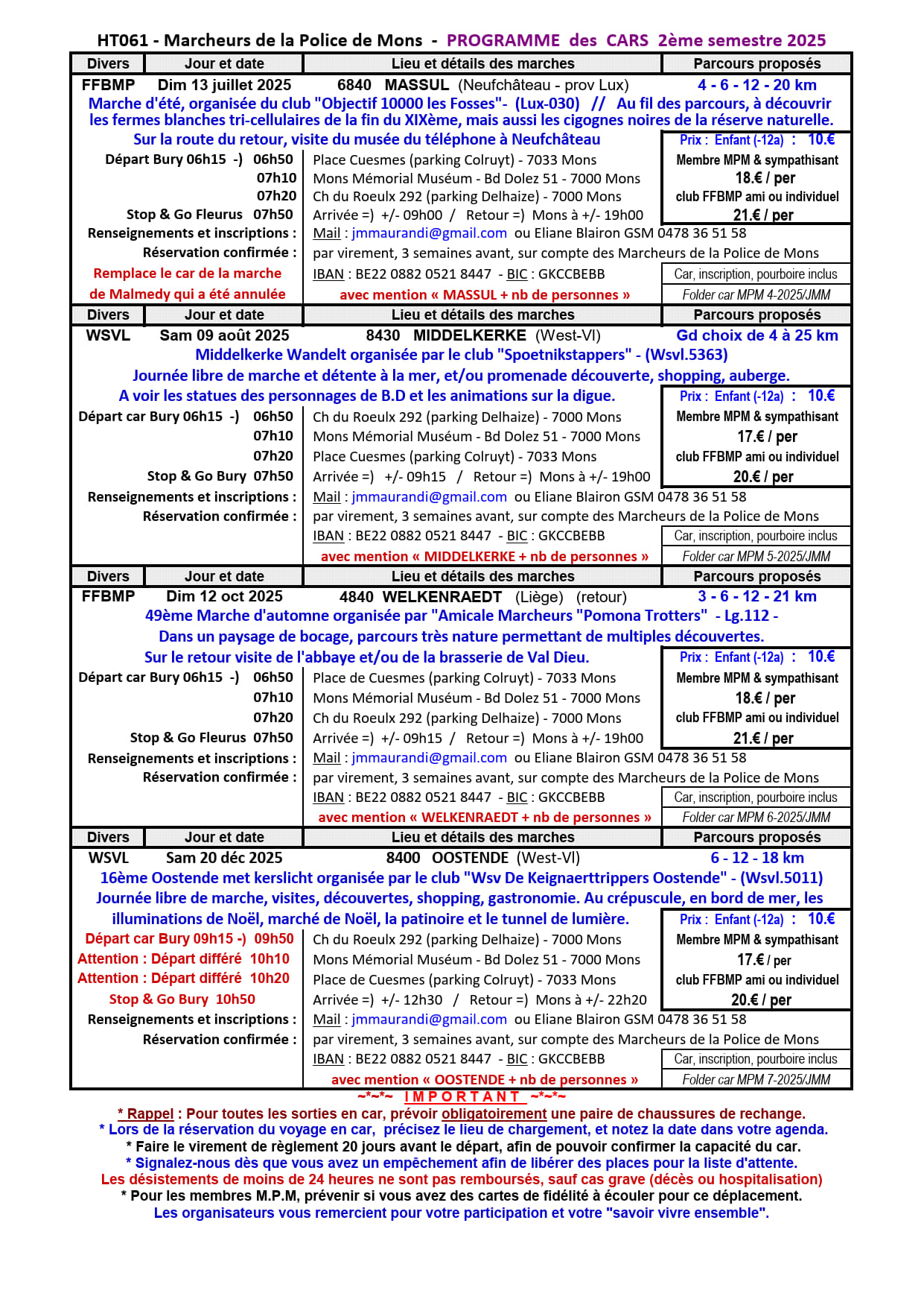 PROGRAMME des CARS 2025