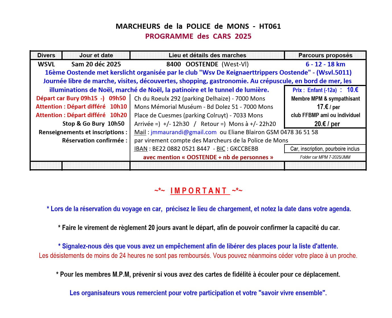 PROGRAMME des CARS 2025