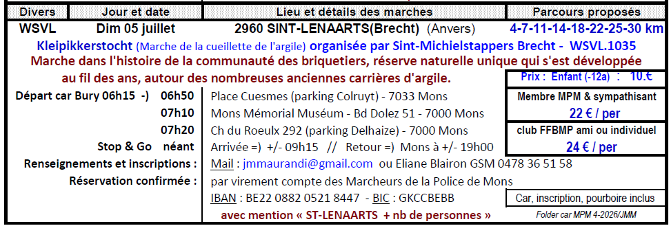 Dim 05 juillet voyage en car à 2960 SINT-LENAARTS(Brecht) (Anvers)