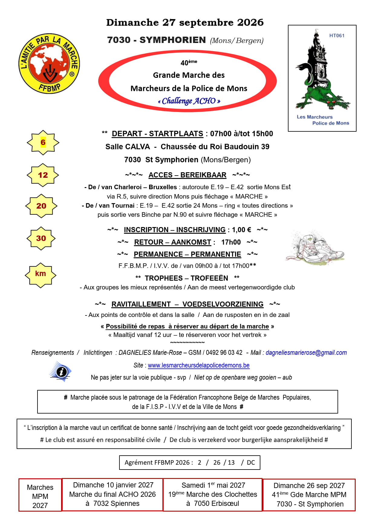 Dimanche 27 septembre 2026 40ème Grande Marche