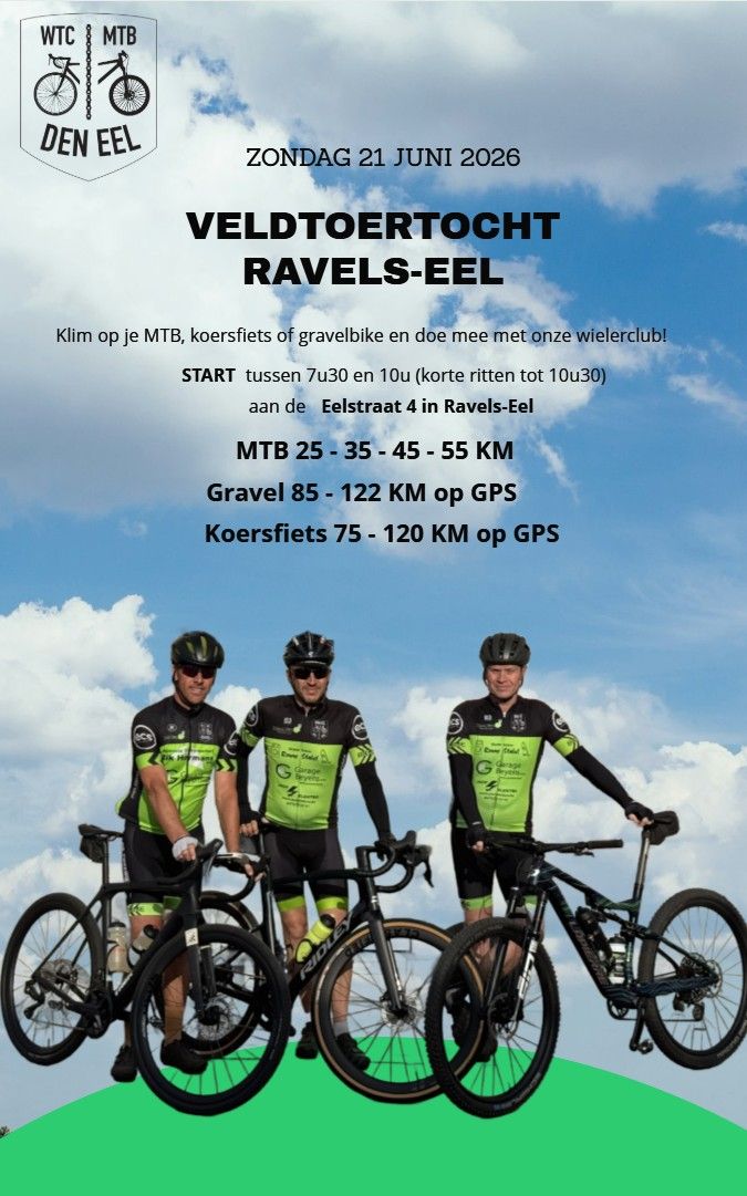 Toertocht MTB, Gravel en Wegrit Ravels-Eel 2026