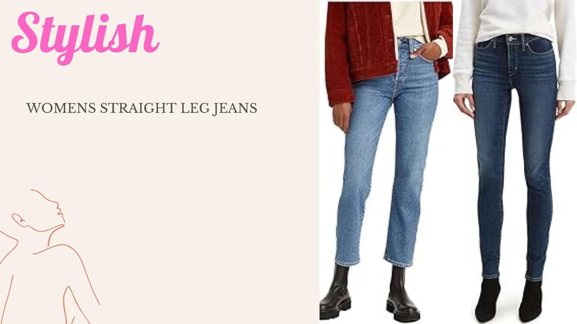  Classic and comfortable women's straight leg jeans.