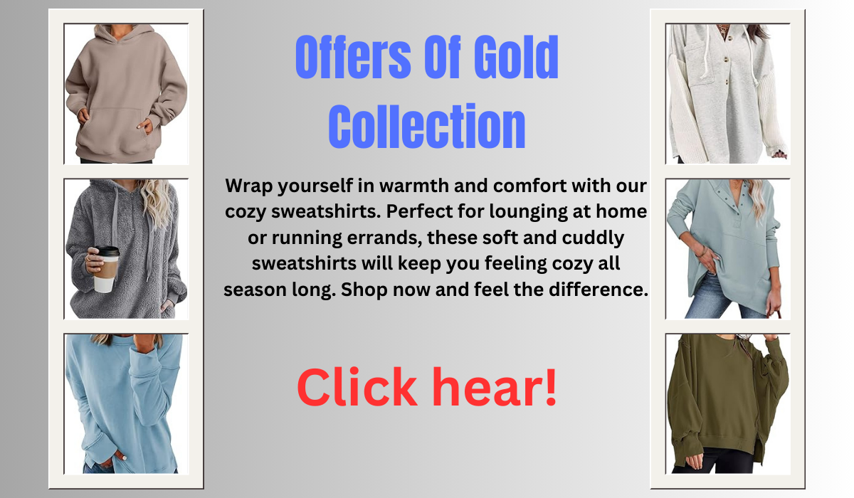 A collection of cozy sweatshirts in various colors and styles.