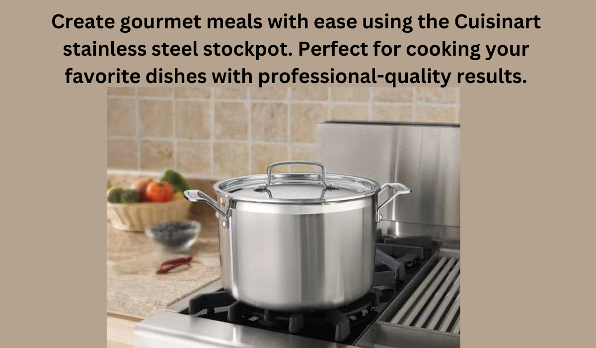 A Cuisinart stainless steel stockpot perfect for cooking delicious meals with professional results.