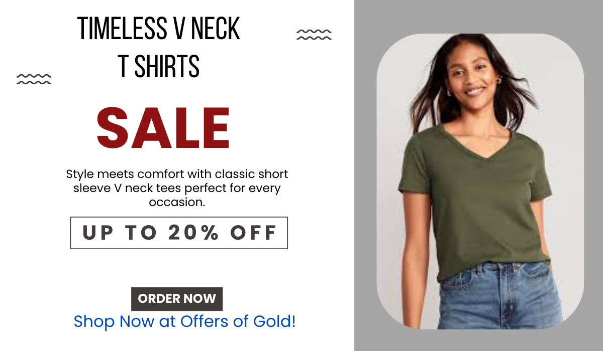 A collection of stylish V-neck T-shirts for women, showcasing trendy designs, vibrant colors, and comfortable fits.