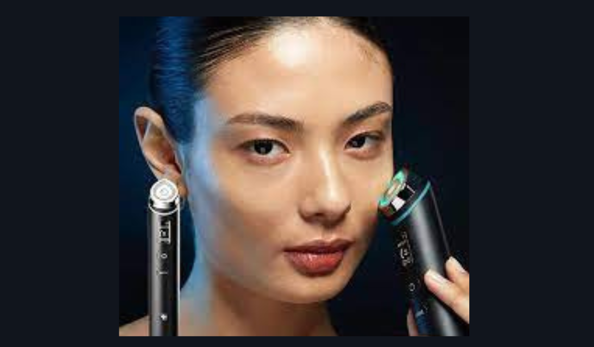 Medicube Age R Booster Pro a woman using  device on hear face.