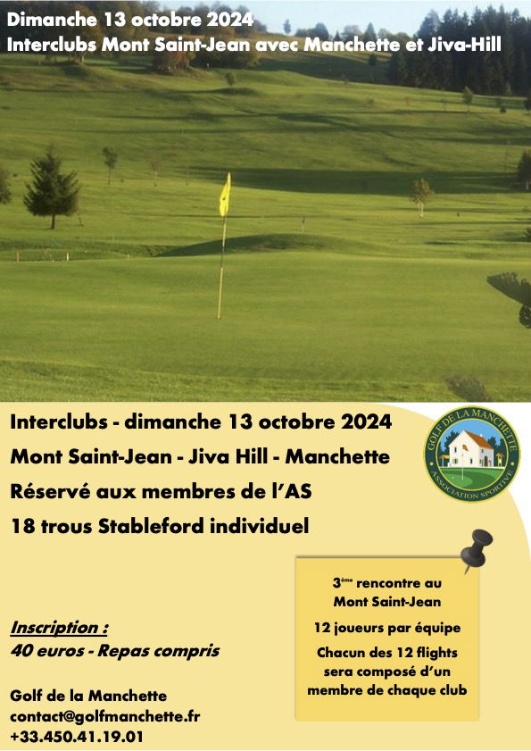 Interclubs 3ème rencontre - Golf du Mont St Jean