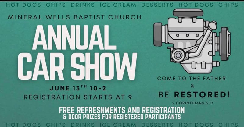 Annual MWBC Car Show, Saturday, June 13th.