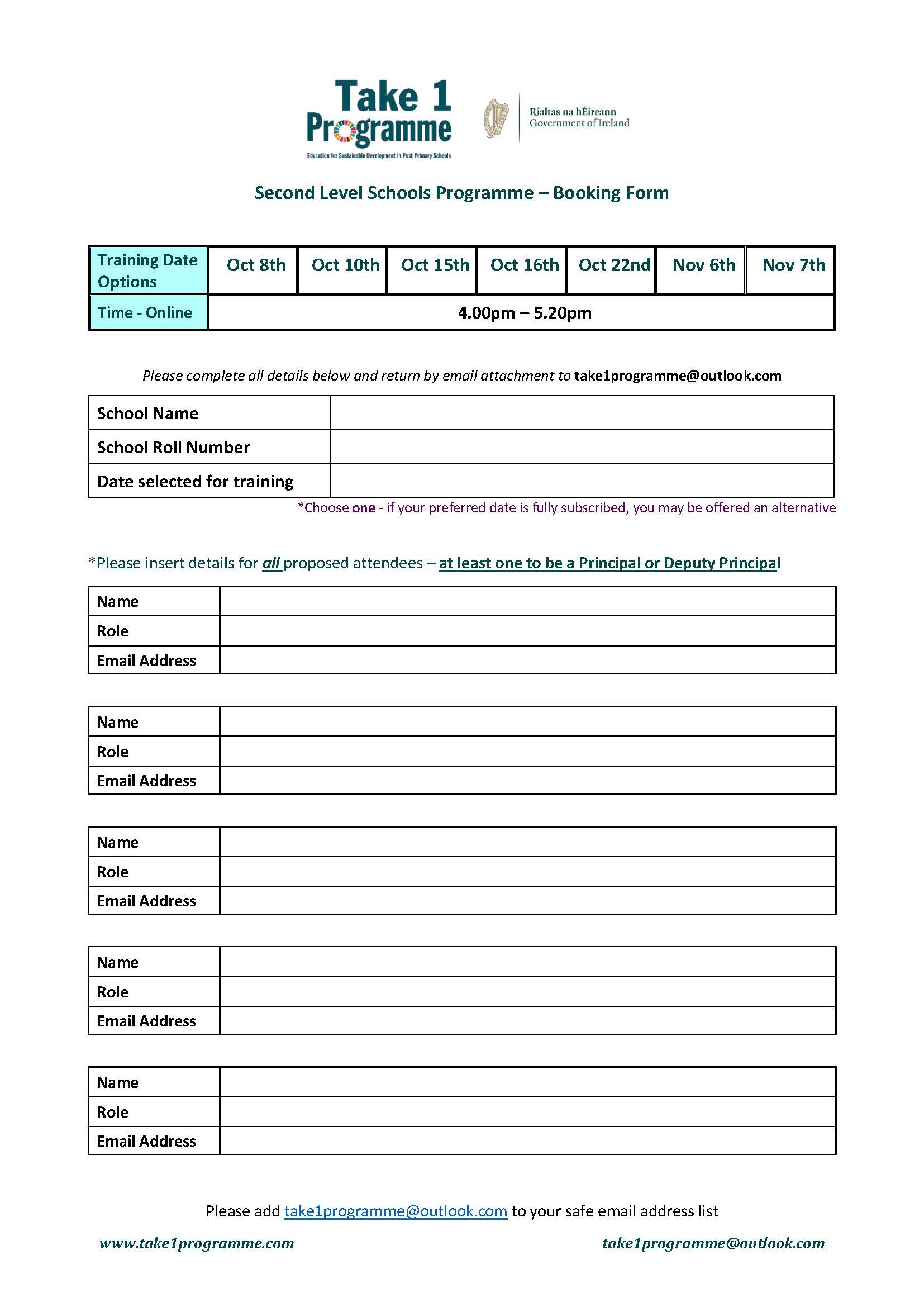 Take 1 Programme Training 2024/25