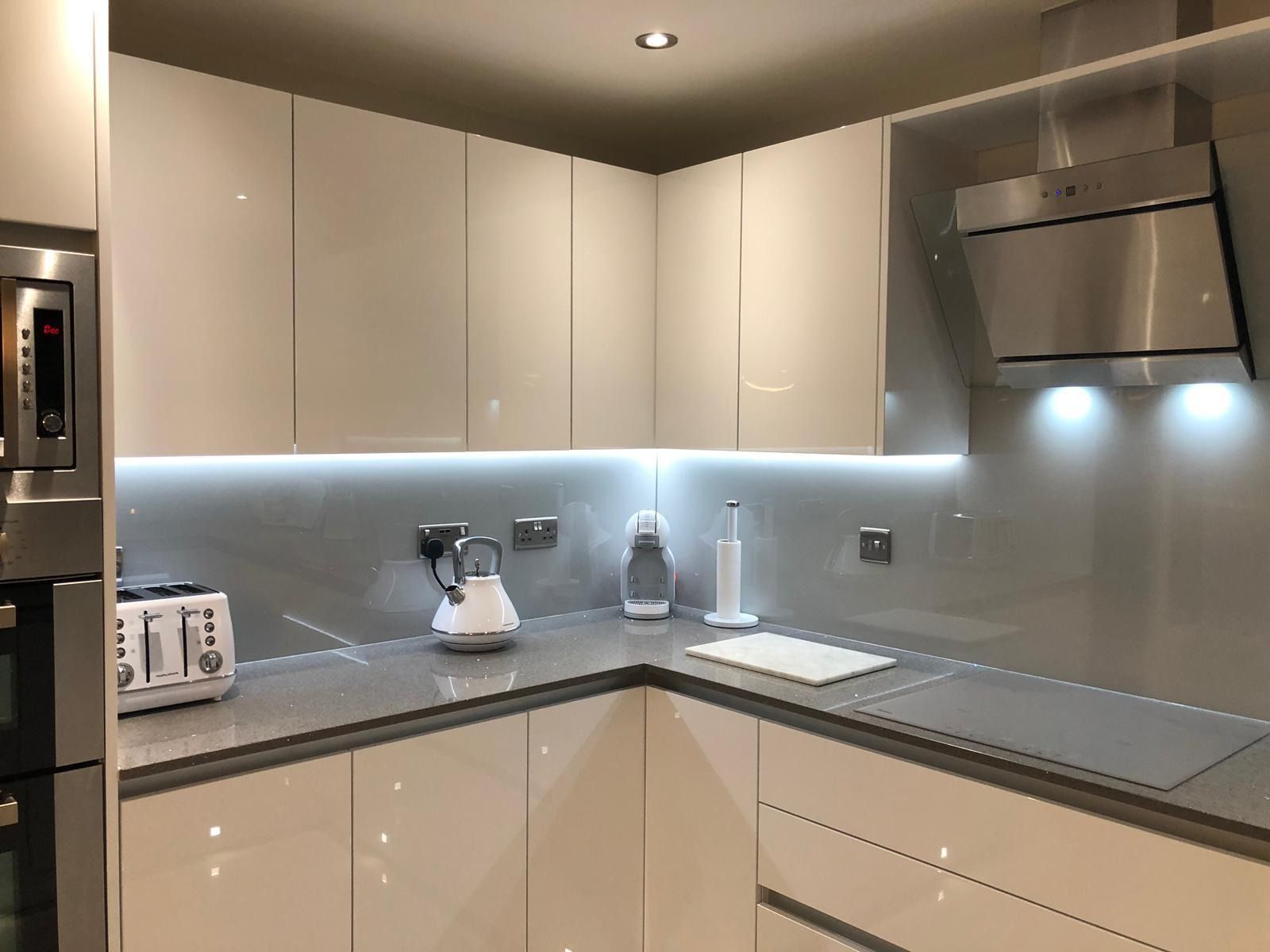 High Gloss White True Handle-less German Kitchen Design