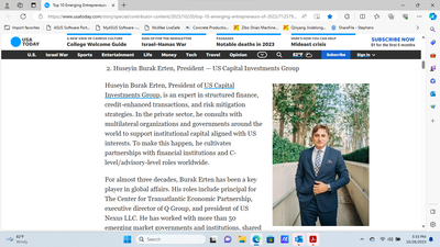 Feature on USA Today-H. Burak Erten