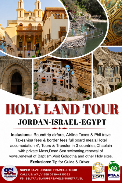 HOLY LAND TOUR -EGYPT -ISRAEL -JORDAN 13D/12N OCT16-28