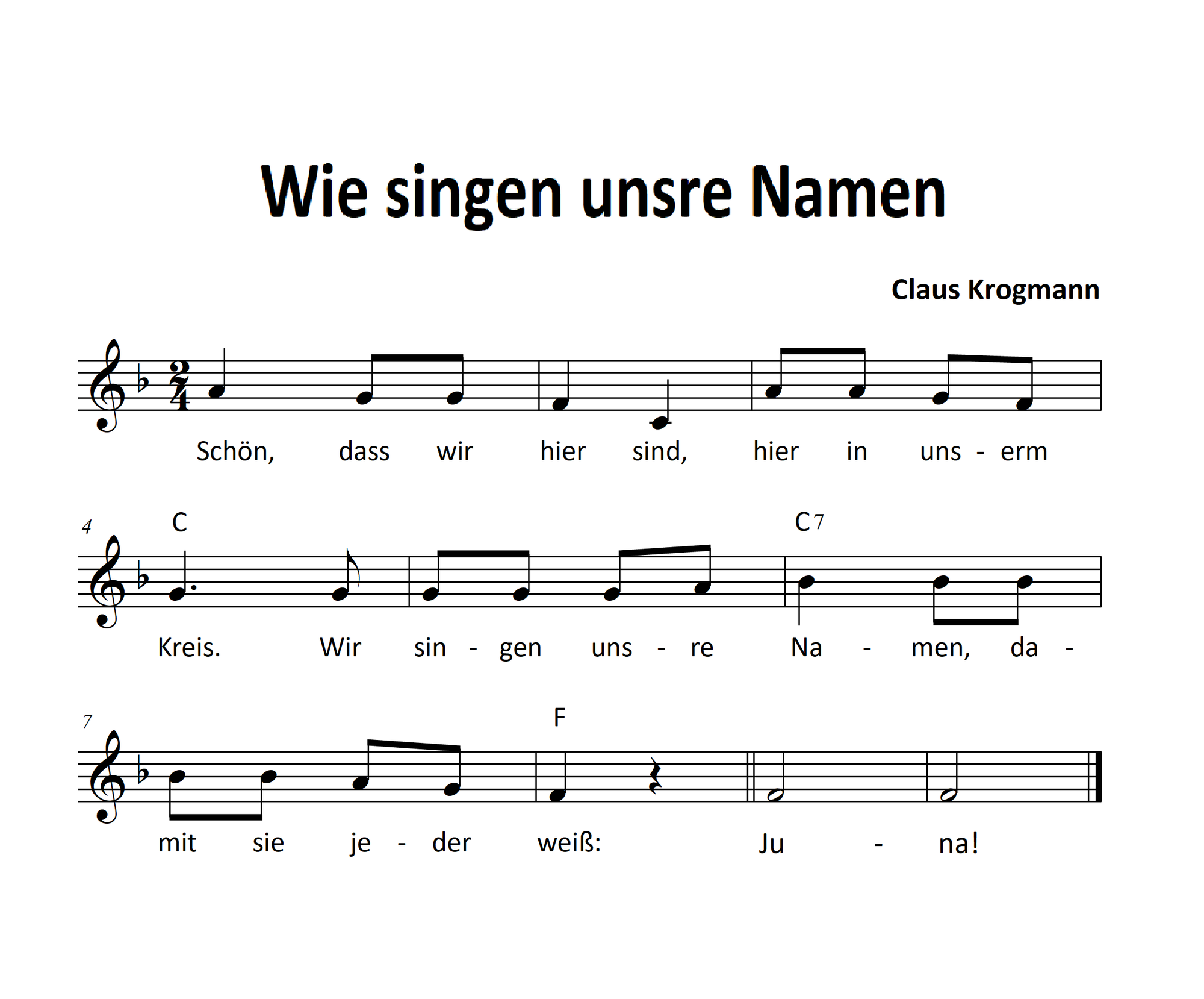 Lied: Wir singen unsre Namen