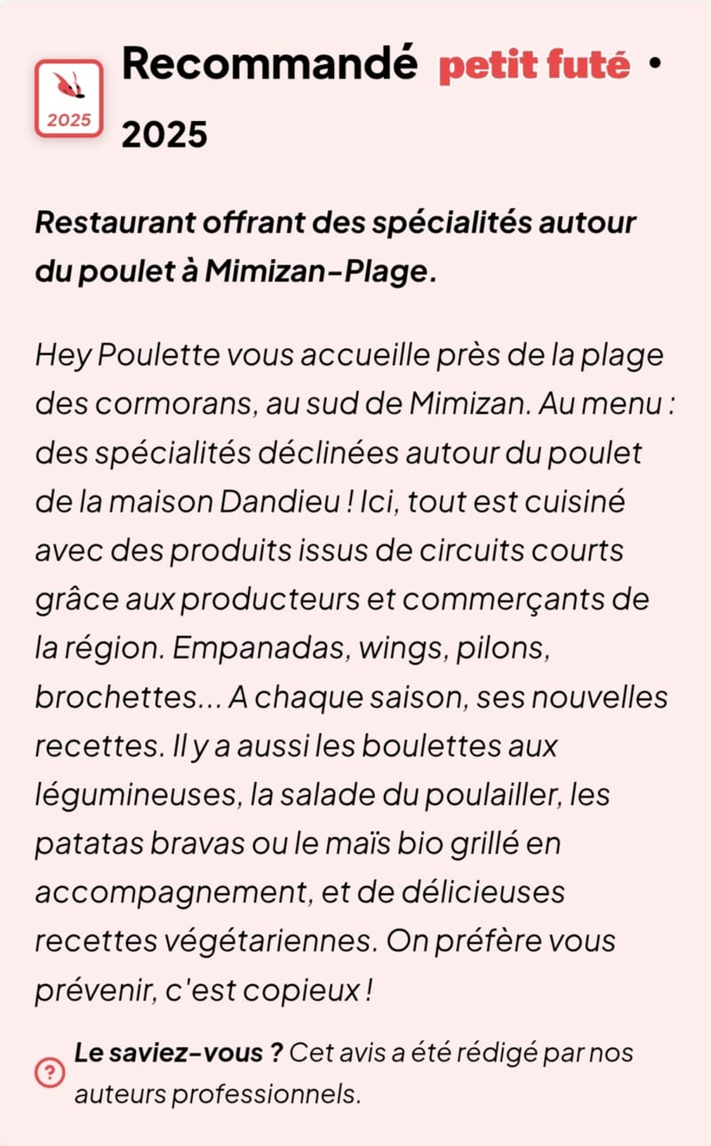 RECOMMANDES PAR LE PETIT FUTE !