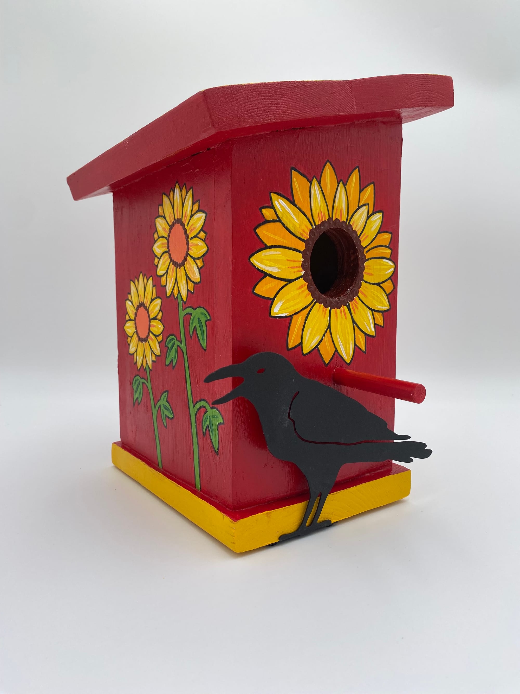 Sunflowers and Raven Birdhouse