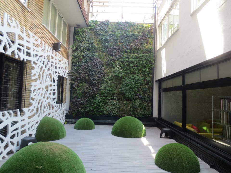 Panorámica Jardín Vertical Patio Interior Madrid