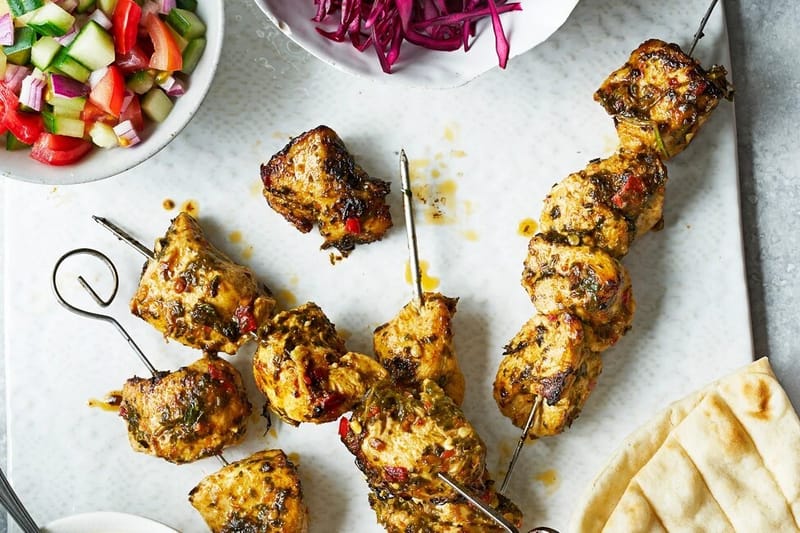 Chermoula chicken mezze platter.