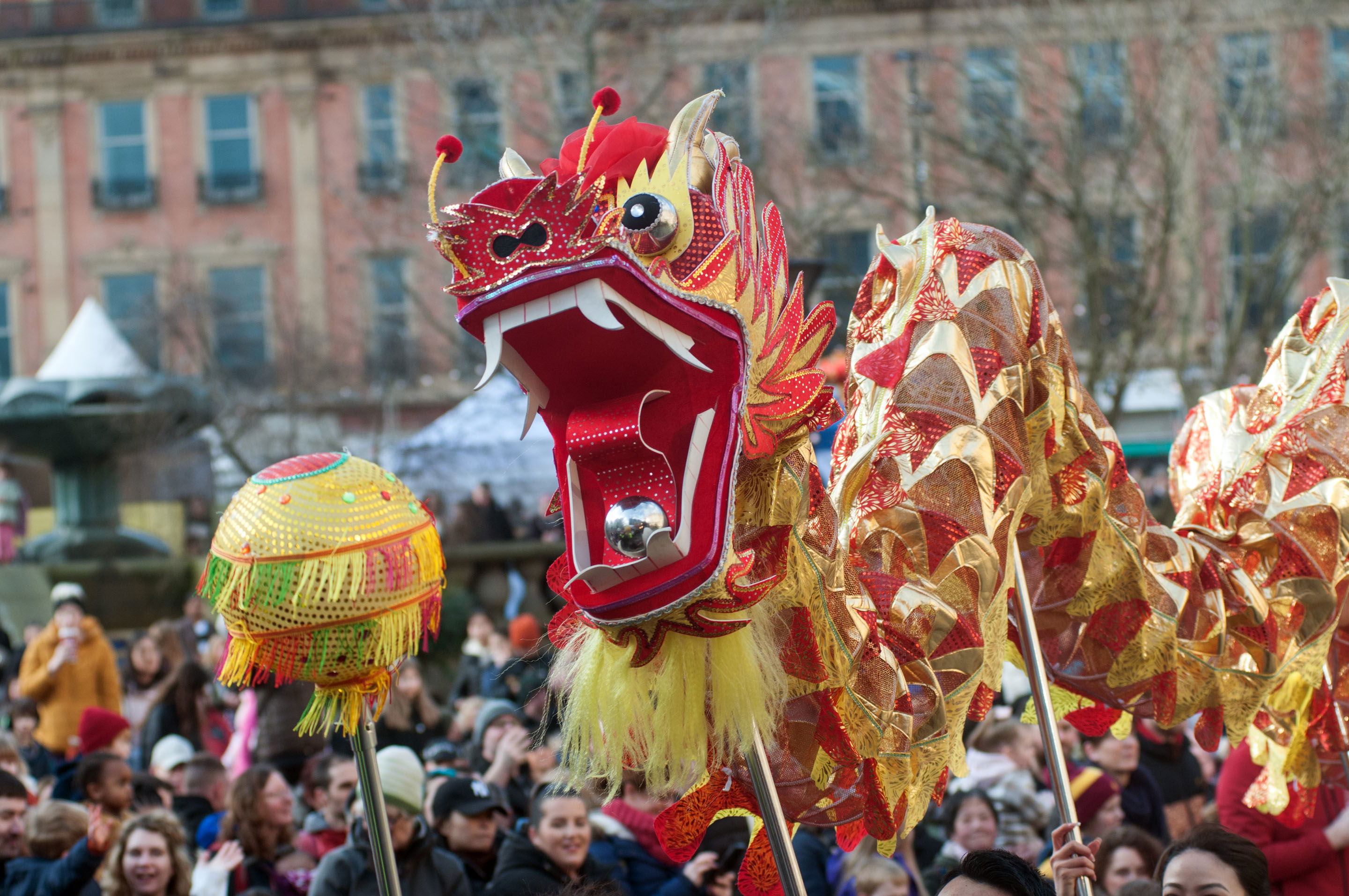 A Chinese Dragon Dance in Sheffield city centre 