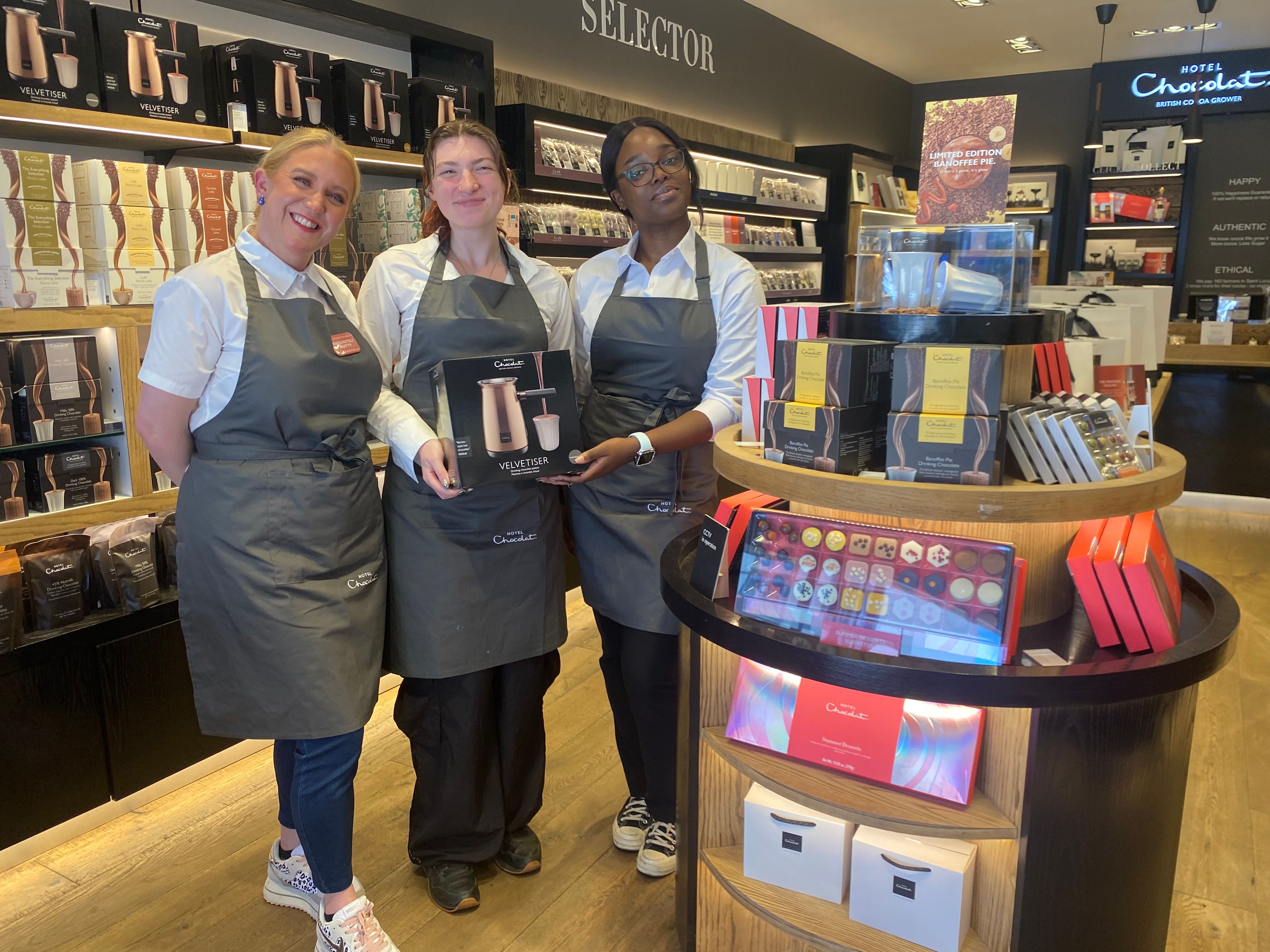 Hotel Chocolat staff members in store