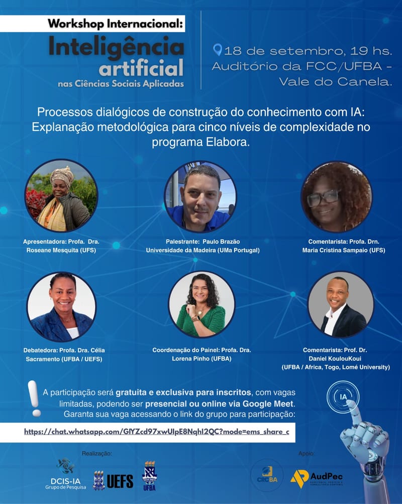 WORKSHOP INTERNACIONAL: INTELIGÊNCIA ARTIFICIAL NAS CIÊNCIAS SOCIAIS APLICADAS