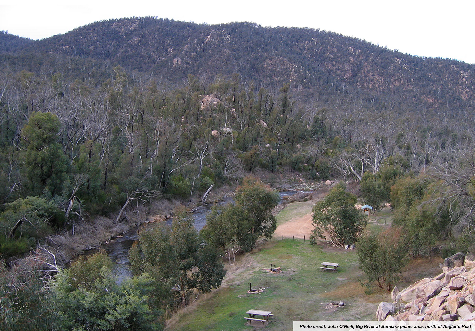 Picnic area at Big River, Bundara (north of Anglers Rest). Photo credit: John O'Neill